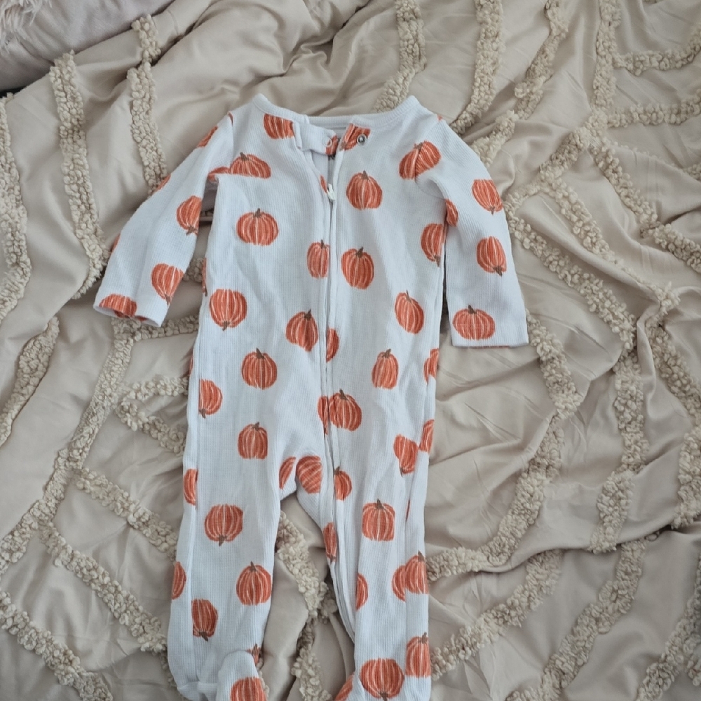 Carter's White and Orange Pumpkin Footie